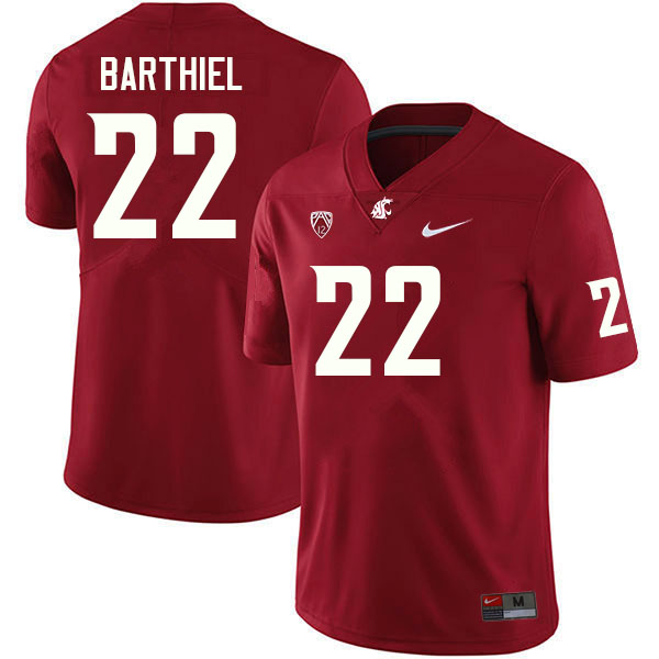 Washington State Cougars #22 Gavin Barthiel College Football Jerseys Sale-Crimson